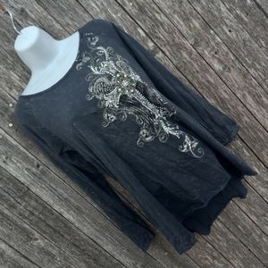 American Age Rhinestone Cross Graphic Top